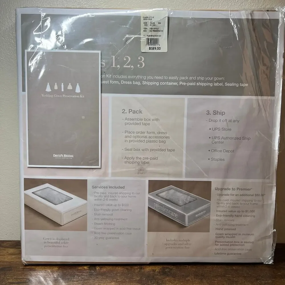 David's Bridal Wedding Gown Preservation Kit Dress Storage Bride Wedding Sealed